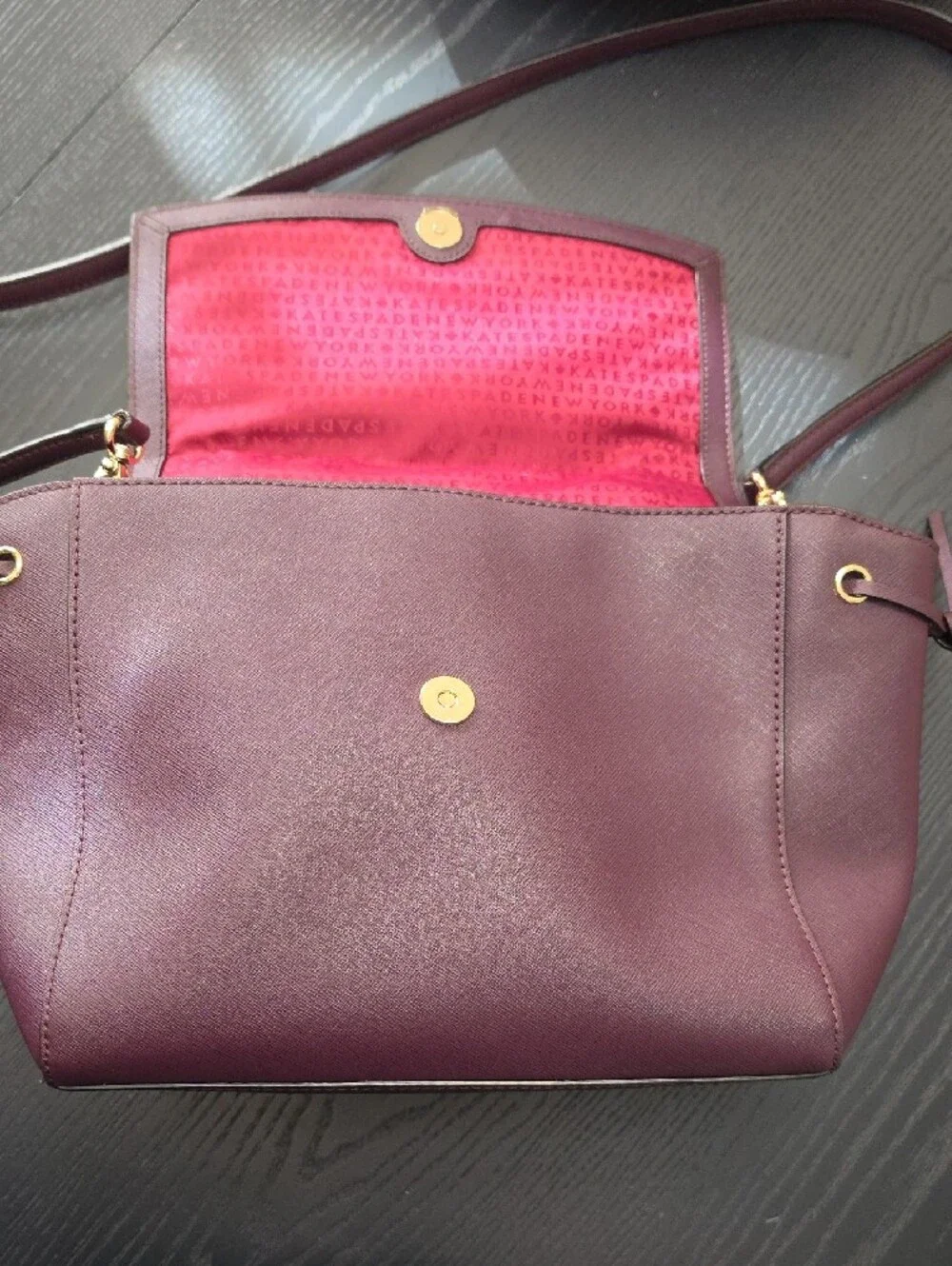 kate spade plum leather top-handle satchel with matching wallet set